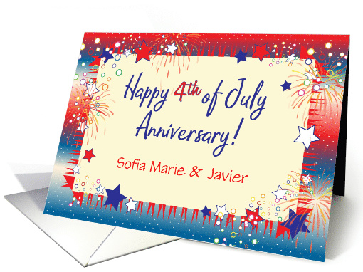 Happy Anniversary on the 4th of July, Stars, Fireworks card (1532992)