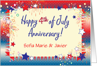 Happy Anniversary on the 4th of July, Stars, Fireworks card