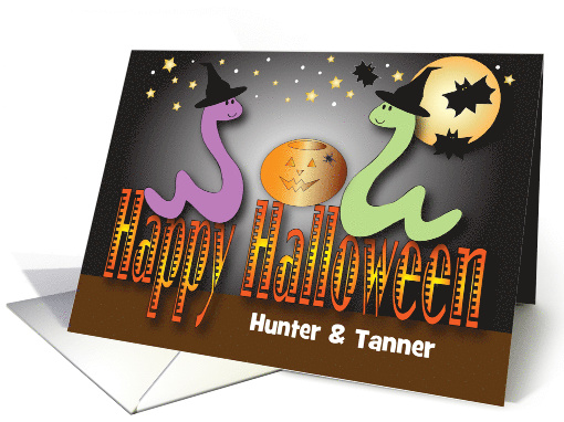 Custom Name Snake Halloween, Bats, Jack-o-Lantern card (1533456)