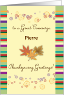 Custom Name, Thanksgiving for Concierge, Leaves card