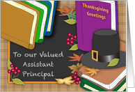 Thanksgiving for Assistant Principal, Books, Pilgrim Hat card