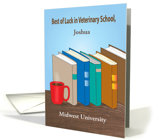 Custom Best Luck to Grandson, Veterinary School, Textbooks card
