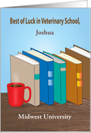 Custom Best Luck to Grandson, Veterinary School, Textbooks card