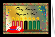Red Hat Kwanzaa Blessings, Party, Candles card