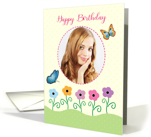 Photo Birthday for Daughter in Law, Flowers, Butterflies card