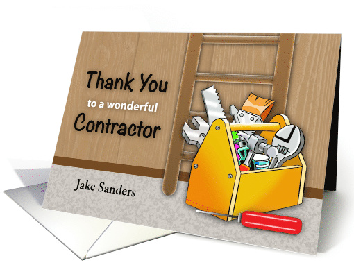 Custom Name Thank You for Contractor, Tool Box card (1572494)