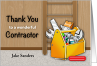 Custom Name Thank You for Contractor, Tool Box card