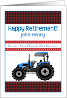 Custom Name Tractor Mechanic Retirement card