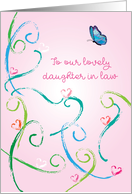 Encouragement for Daughter In Law, Butterfly, Hearts card