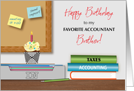 Birthday for Accountant Brother, Cupcake, Books card