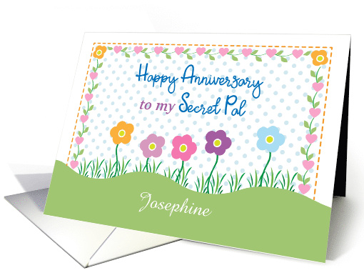 Custom Name Anniversary for Secret Pal, Flowers card (1577658)