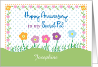 Custom Name Anniversary for Secret Pal, Flowers card
