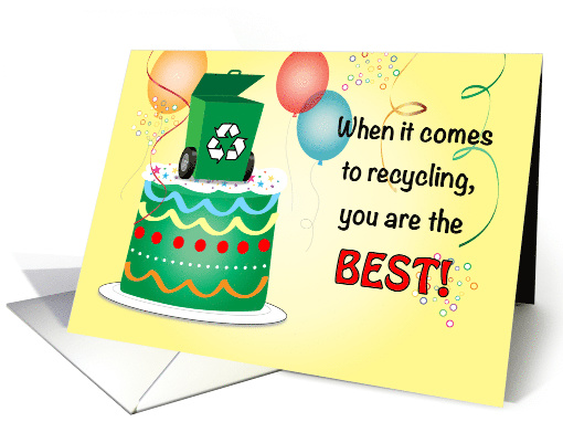 Birthday for Recycle Worker, Bin, Balloons card (1578522)