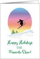 Happy Holidays for Snow Skier, Snow, Trees card