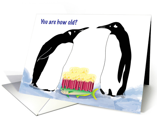 60th Birthday for Son in Law, Penguins, Fish Cake card (1583042)