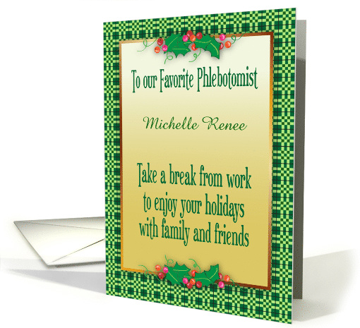Custom Name Christmas for Phlebotomist card (1585566)