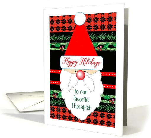 Happy Holidays to Therapist, Santa card (1586808)