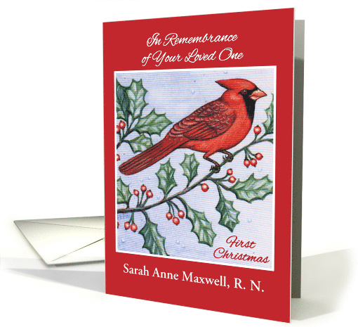 Custom In Remembrance of Nurse, Cardinal, Holly card (1586872)