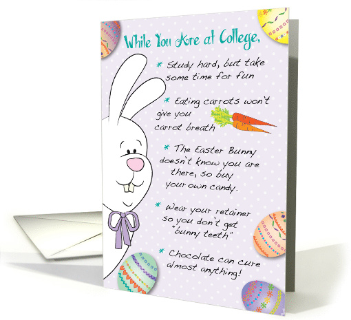 Away at College at Easter, Eggs, Bunny card (1592000)