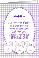 Custom Name Easter Gift Card, Bunnies card
