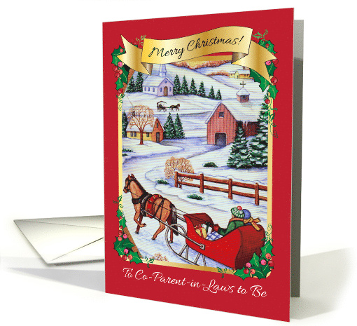 Co-Parent-in-Laws Christmas, Sleigh, Village card (1593224)