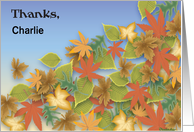 Custom Name Thanks for Cleaning Gutters, Leaves card