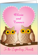 Custom Name Valentine’s for Expecting Parents, Owls card