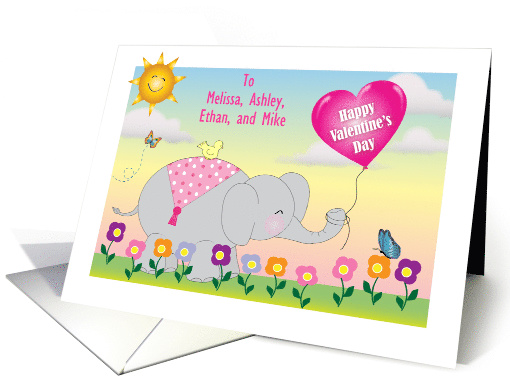 Custom Name Valentine's for Children, Elephant card (1593994)