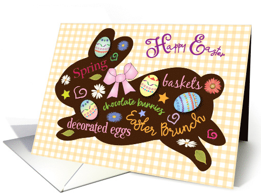 Easter Bunny for Neighbors, Eggs, Flowers card (1594552)
