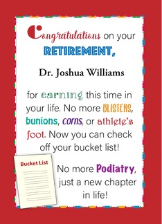 Custom Name Podiatrist Retirement, Bucket List
