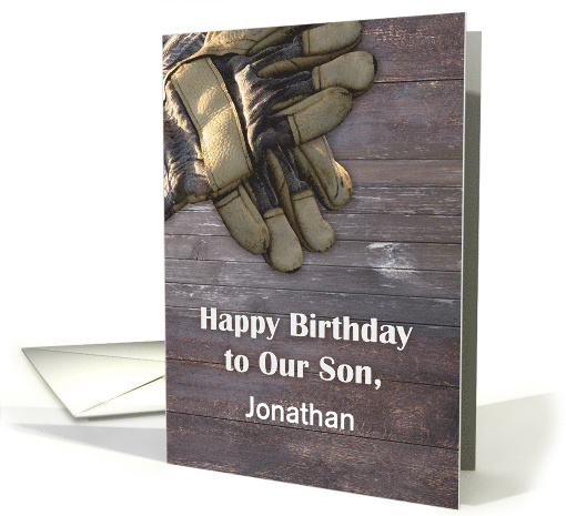 Custom Birthday for Son, Construction, Gloves card (1600270)