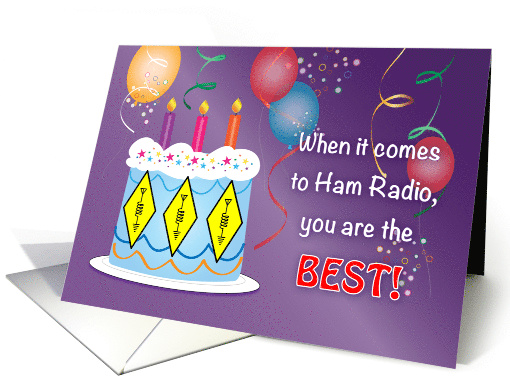 Birthday for Ham Radio Operator, Cake, Balloons card (1601054)