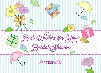 Custom Name Bridal Shower, Flowers, Umbrellas, Presents