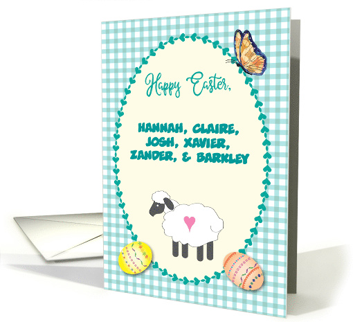 Custom Name Easter Gift Enclosed, Lamb, Eggs card (1604266)