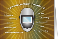 Congratulations for Welding Job, Helmet, Terms card