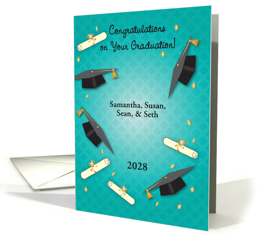 Custom Name Year Congratulations Quads Bachelors Degree card (1616672)