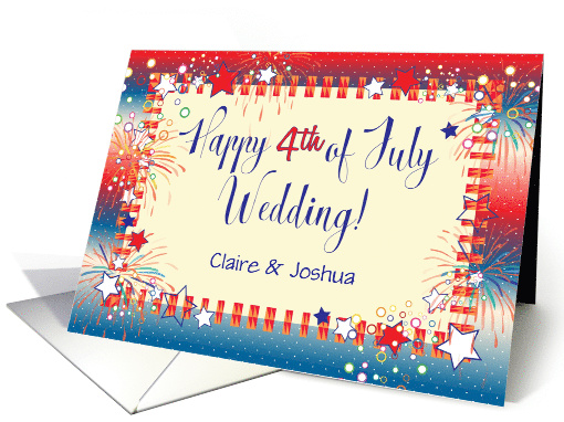 Custom Name 4th of July Wedding, Fireworks card (1621578)