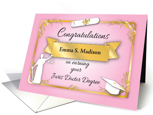 Custom Congratulations for Juris Doctor Degree, Lady card (1625486)