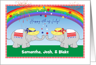 Custom 4th of July, for Kids, Rainbow, Elephants card