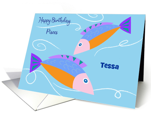 Custom Name Pisces Birthday Abstract Fish card (1626402)