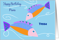 Custom Name Pisces Birthday Abstract Fish card