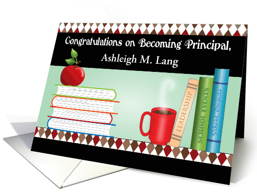 Custom Congratulations for School Principal, Books card (1628738)