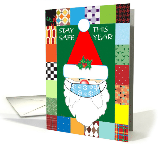 COVID-19 Christmas Santa, Patchwork Quilt card (1632728)