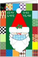 COVID-19 Christmas Santa, Patchwork Quilt card