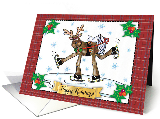 Happy Holidays Reindeer, Holly, Humor card (1633416)