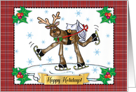 Happy Holidays Reindeer, Holly, Humor card