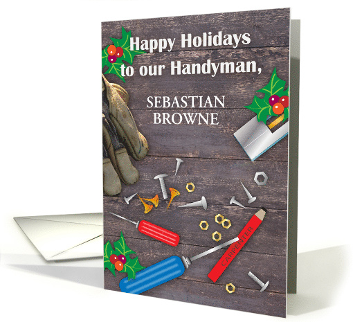 Custom Happy Holidays to Handyman, Tools card (1634702)
