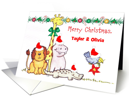 Custom Merry Christmas for Kids, Jungle Animals card (1636358)