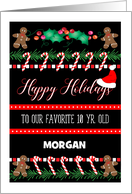 Custom Name Happy Holidays for a 10 yr. Old, Candy Canes card