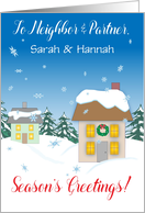 Custom Name Season’s Greetings for Neighbor & Partner card